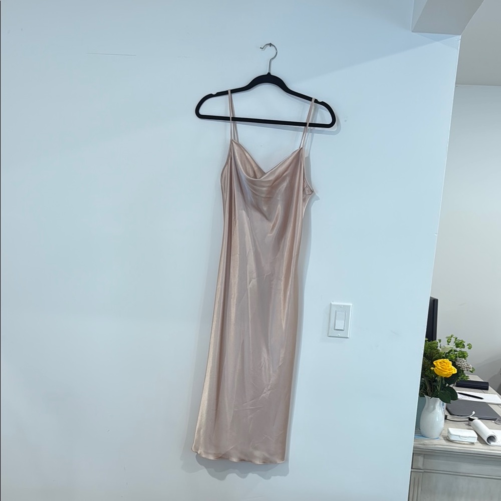 Gold Satin Midi Dress